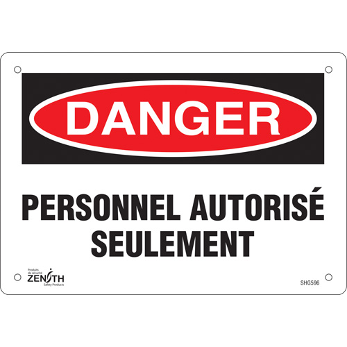 "Personnel autoris&eacute; seulement" Sign, 7" x 10", Plastic, French Distribution Industrielle GC