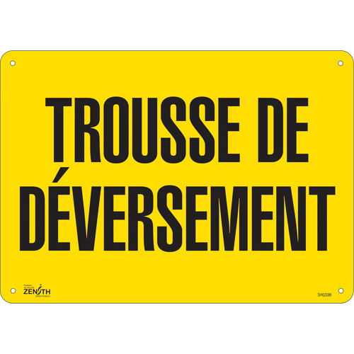 "Trousse de d&eacute;versement" Sign, 10" x 14", Plastic, French Distribution Industrielle GC