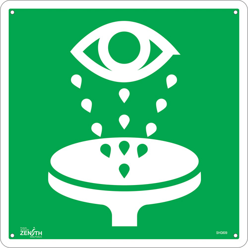 Enseigne de s&eacute;curit&eacute; conforme &agrave; la CSA - Eye Wash, 12" x 12", Aluminium, Pictogramme Distribution Industrielle GC
