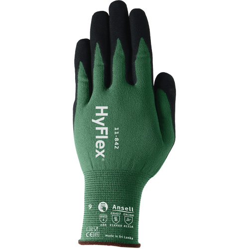 Gants polyvalents &eacute;coresponsables HyFlex 11-842, 5, R&ecirc;vetement Mousse de nitrile, Calibre 15, Enveloppe en Nylon Distribution Industrielle GC