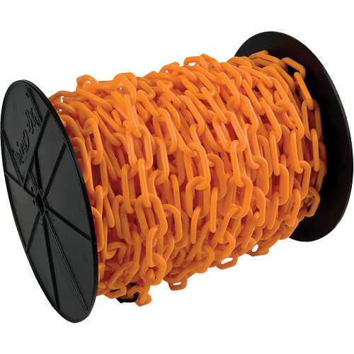 Heavy-Duty Plastic Safety Chain, Orange, 2" Link, 100' Length Distribution Industrielle GC