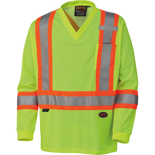 6985 Traffic Micro Mesh Long-Sleeved Safety Shirt, Small, High Visibility Lime-Yellow Distribution Industrielle GC