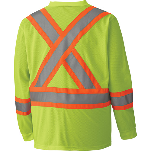 6985 Traffic Micro Mesh Long-Sleeved Safety Shirt, Small, High Visibility Lime-Yellow Distribution Industrielle GC