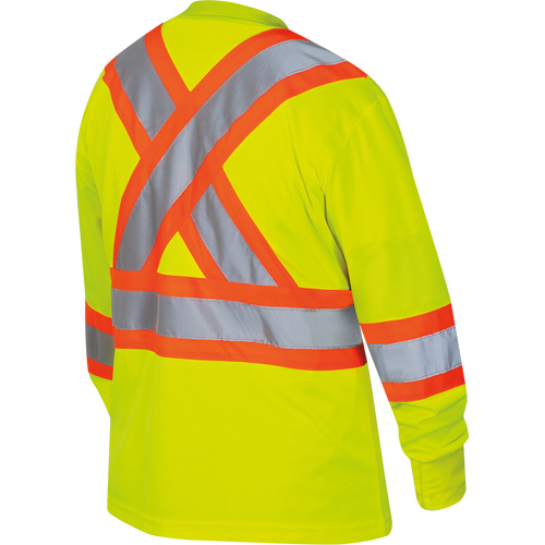 6969 Women's Bird's-Eye Long-Sleeved Safety Shirt, Polyester, X-Small, High Visibility Lime-Yellow Distribution Industrielle GC