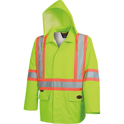 5628 Manteau de s&eacute;curit&eacute; imperm&eacute;able The Rock, Polyester/Polyur&eacute;thane, Jaune lime haute visibilit&eacute;, Petit Distribution Industrielle GC