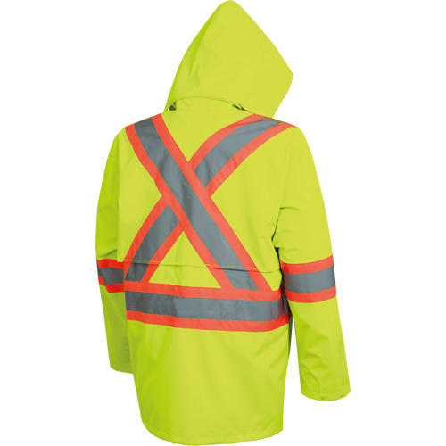 5628 Manteau de s&eacute;curit&eacute; imperm&eacute;able The Rock, Polyester/Polyur&eacute;thane, Jaune lime haute visibilit&eacute;, Petit Distribution Industrielle GC