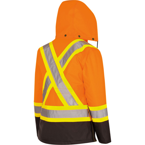 5020BBW Manteau 7 en 1 imperm&eacute;able pour femmes avec capuchon, Polyester/Polyur&eacute;thane, Orange haute visibilit&eacute;, T-petit Distribution Industrielle GC
