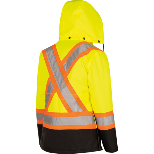 5021BBW Manteau 7 en 1 imperm&eacute;able pour femmes avec capuchon, Polyester/Polyur&eacute;thane, Jaune lime haute visibilit&eacute;, T-petit Distribution Industrielle GC