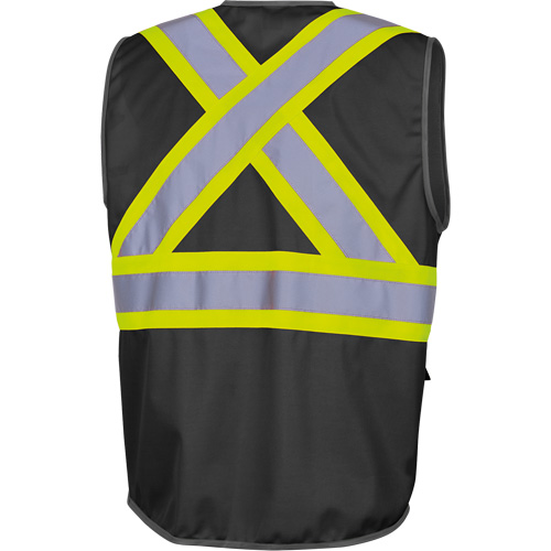 6959BK Veste de s&eacute;curit&eacute; haute visibilit&eacute; en tricot chaîne avec fermeture &agrave; glissi&egrave;re, Noir, T-petit, Polyester Distribution Industrielle GC