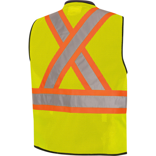 6895 Veste de s&eacute;curit&eacute; haute visibilit&eacute; bicolore avec fermeture &agrave; glissi&egrave;re sur tout le devant, Noir/Jaune lime haute visibilit&eacute;, 2T-Grand/3T-Grand, Polyester Distribution Industrielle GC