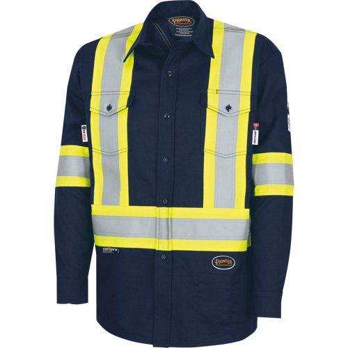 7742SF FR-TECH&reg; High-Visibility 88/12 Arc-Rated Safety Shirt, Small, Navy Blue Distribution Industrielle GC