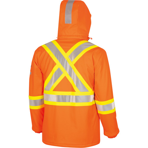 5884 Manteau imperm&eacute;able ignifuge et r&eacute;sistant aux arcs &eacute;lectriques avec capuchon Flash-Gard, Petit, Orange haute visibilit&eacute;, 51 cal/cm² Distribution Industrielle GC