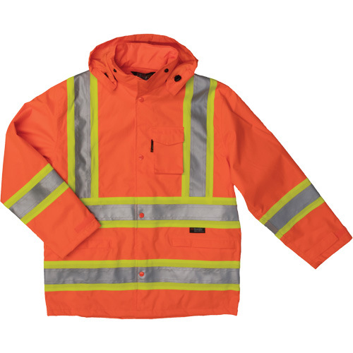 Manteau de s&eacute;curit&eacute; imperm&eacute;able en tissu ind&eacute;chirable Ripstop, Polyester, Petit, Orange haute visibilit&eacute; Distribution Industrielle GC