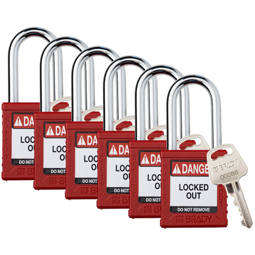 Velocity Lockout Padlocks, Red, Keyed Different, Nylon, 1-1/2" Width Distribution Industrielle GC