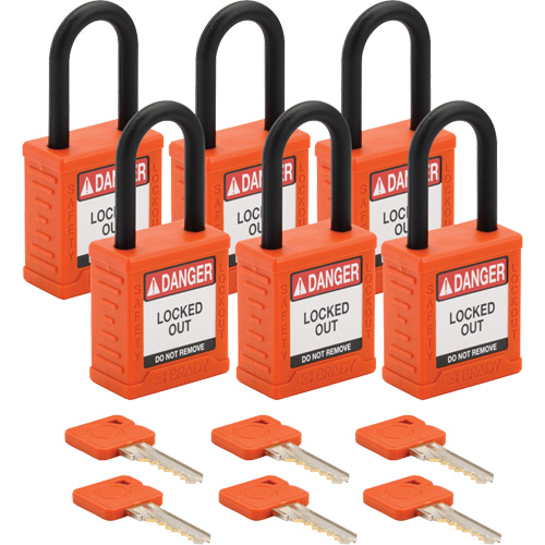 Velocity Lockout Padlocks, Orange, Keyed Different, Nylon, 1-1/2" Width Distribution Industrielle GC