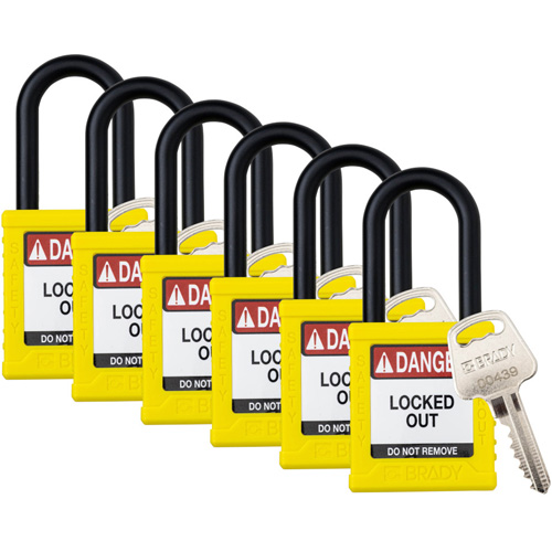 Velocity Lockout Padlocks, Yellow, Keyed Alike, Nylon, 1-1/2" Width Distribution Industrielle GC