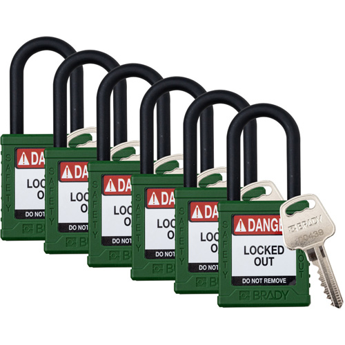 Velocity Lockout Padlocks, Green, Keyed Alike, Nylon, 1-1/2" Width Distribution Industrielle GC