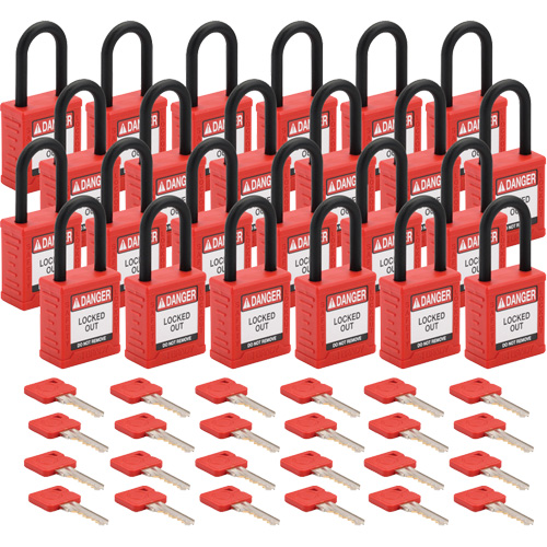 Velocity Lockout Padlocks, Red, Keyed Different, Nylon, 1-1/2" Width Distribution Industrielle GC
