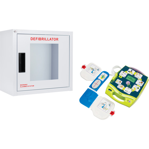 Ensemble armoire murale et d&eacute;fibrillateur AED Plus, Semi-automatique, Anglais, Classe 4 Distribution Industrielle GC