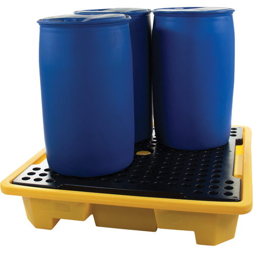 Palette de d&eacute;versements pour quatre barils, Capacit&eacute; de d&eacute;versement 66 gal. US, 57,5" x 57,5" x 12" Distribution Industrielle GC