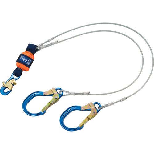 Longe absorbante d'&eacute;nergie, 6', Point d'ancrage &agrave; Crochet d'armature, Crochet mousqueton aux jambes, M&eacute;tal Distribution Industrielle GC