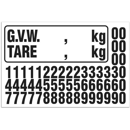 Trousse de num&eacute;rotation de la masse brute du v&eacute;hicule (MBV) pour camion, Num&eacute;ros/lettres/ponctuation assortis, Noir Distribution Industrielle GC