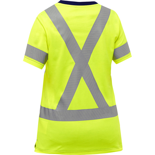 Chemise &agrave; manches courtes et X au dos Bisley pour femmes, Poly-coton, Petit, Jaune lime haute visibilit&eacute; Distribution Industrielle GC