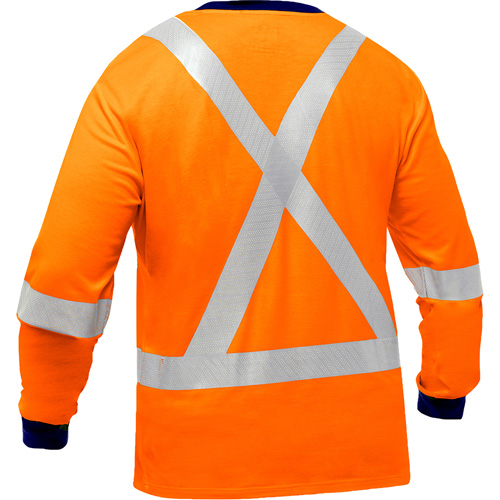 Chemise &agrave; manches longues et X au dos Bisley, Poly-coton, Petit, Orange haute visibilit&eacute; Distribution Industrielle GC