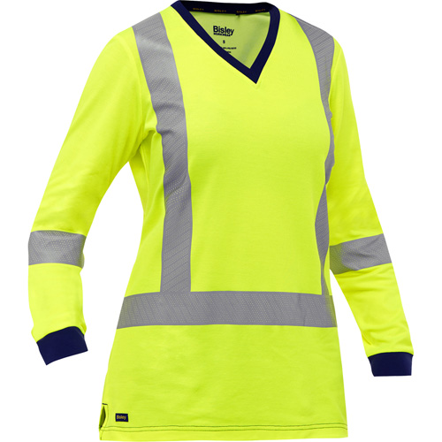 Chemise &agrave; manches longues et X au dos Bisley pour femmes, Poly-coton, Petit, Jaune lime haute visibilit&eacute; Distribution Industrielle GC