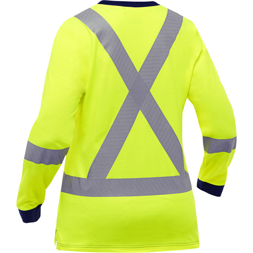 Chemise &agrave; manches longues et X au dos Bisley pour femmes, Poly-coton, Petit, Jaune lime haute visibilit&eacute; Distribution Industrielle GC