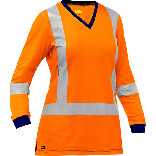 Chemise &agrave; manches longues et X au dos Bisley pour femmes, Poly-coton, Petit, Orange haute visibilit&eacute; Distribution Industrielle GC
