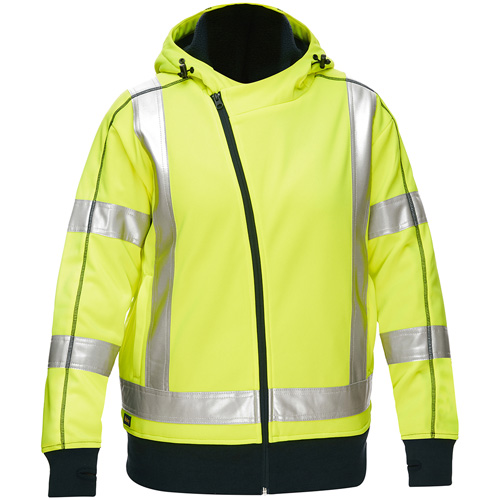 Bisley&reg; X-Back Women's Contoured Full Zip Hooded Sweatshirt with Sherpa Lining, Small, High Visibility Lime-Yellow Distribution Industrielle GC