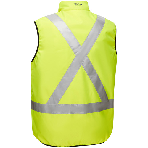 Veste bouffante r&eacute;versible avec X au dos Bisley, Jaune lime haute visibilit&eacute;, Petit, Polyester Distribution Industrielle GC