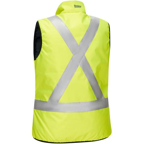 Veste bouffante, enveloppante et r&eacute;versible avec X au dos Bisley pour femmes, Jaune lime haute visibilit&eacute;, Petit, Polyester Distribution Industrielle GC