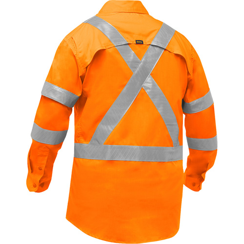 Chemise de travail &agrave; manches longues et X au dos Bisley avec X-Airflow, Poly-coton, Petit, Orange haute visibilit&eacute; Distribution Industrielle GC
