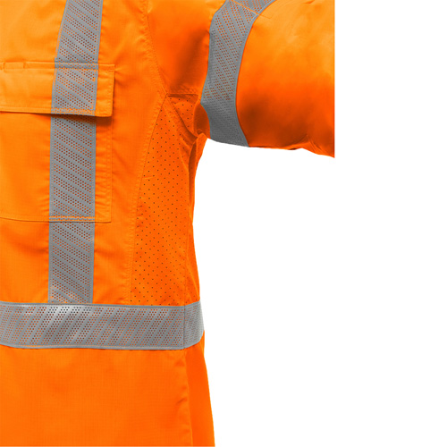 Chemise de travail &agrave; manches longues et X au dos Bisley avec X-Airflow, Poly-coton, Petit, Orange haute visibilit&eacute; Distribution Industrielle GC