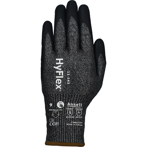 HyFlex&reg; 11-543 Cut Resistant Gloves, Size 6, 13 Gauge, Nitrile Coated, Nylon/Stainless Steel/HPPE/Spandex Shell, ASTM ANSI Level A7/EN 388 Level F Distribution Industrielle GC