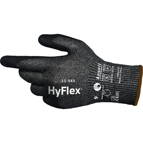 HyFlex&reg; 11-543 Cut Resistant Gloves, Size 6, 13 Gauge, Nitrile Coated, Nylon/Stainless Steel/HPPE/Spandex Shell, ASTM ANSI Level A7/EN 388 Level F Distribution Industrielle GC
