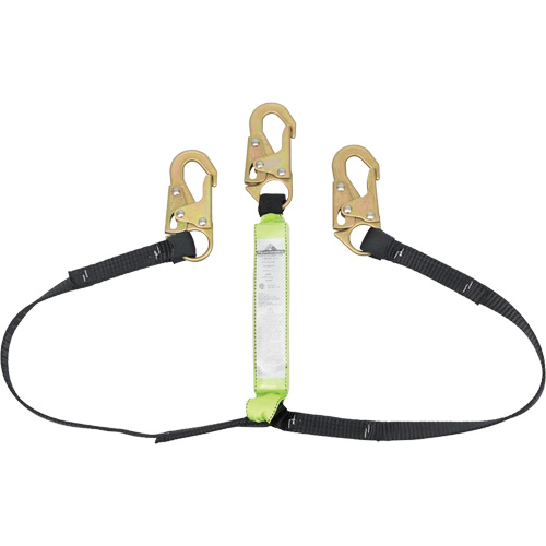 SA-64000-4 Shock Absorbing Lanyard, 4', Snap Hook Center, Snap Hook Leg Ends, Polyester Distribution Industrielle GC