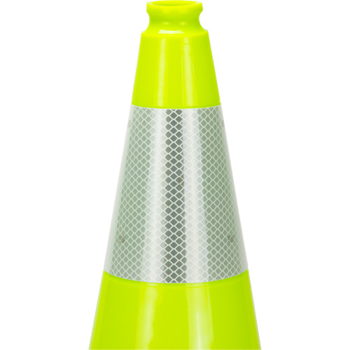 C&ocirc;ne de signalisation de premi&egrave;re qualit&eacute;, 18", Vert lime, Bande(s) r&eacute;fl&eacute;chissante(s) 6" Distribution Industrielle GC