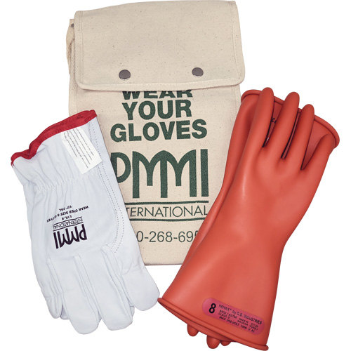 Ensemble de gants isolants en caoutchouc pour l'&eacute;lectricit&eacute;, ASTM classe 0, Taille 8, 11" lo Distribution Industrielle GC