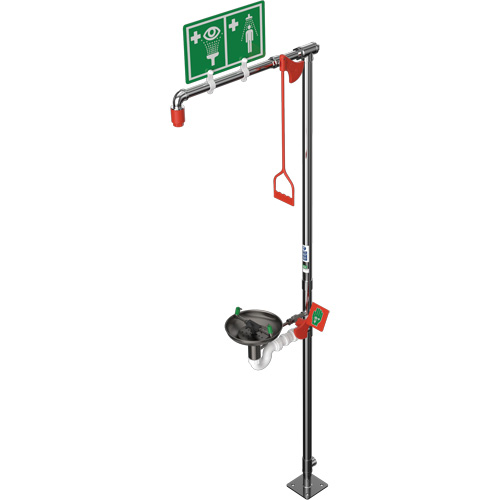 Douche combin&eacute;e avec cuvette ouverte en acier inoxydable et entr&eacute;e sup&eacute;rieure, Socle Distribution Industrielle GC