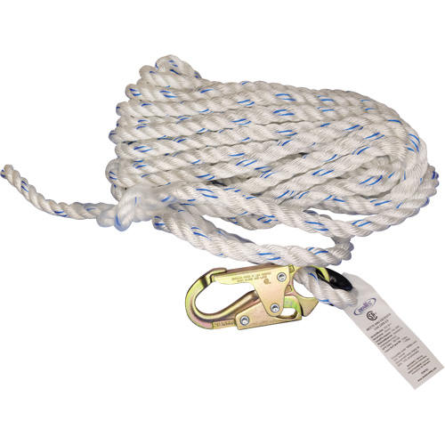 Cordage de s&eacute;curit&eacute; verticale avec mousqueton de 3/4" et cosse cœur Distribution Industrielle GC