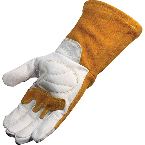 Gants de soudeur TIG/MIG de premi&egrave;re qualit&eacute; avec dos en cuir de vache refendue isol&eacute;es et ignifug&eacute;s Caiman, Cuir fleur de ch&egrave;vre, Taille T-Grand Distribution Industrielle GC