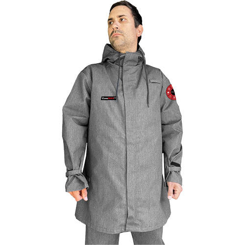 Manteau CoreMAX FR 35" avec capuchon attach&eacute;, 2T-Grand, Gris Distribution Industrielle GC