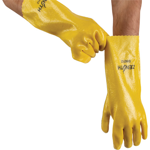 Rough-Finish Chemical-Resistant Gloves, Size 9, 14" L, PVC, Interlock Inner Lining, 47-mil Distribution Industrielle GC
