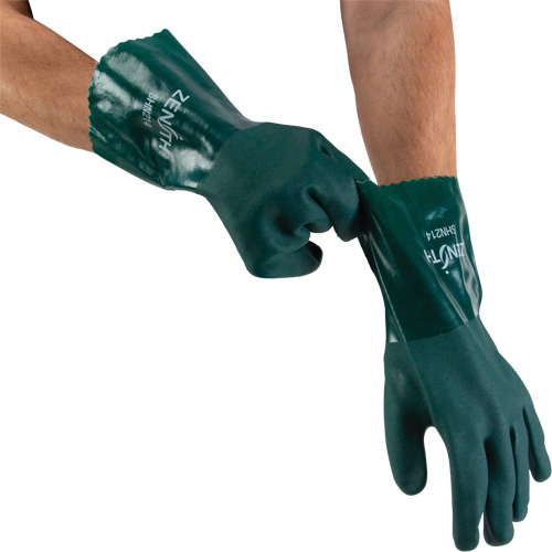 Gants verts &agrave; double enduit, 12" lo, PVC, Doublure en Jersey de coton, 70 mils Distribution Industrielle GC