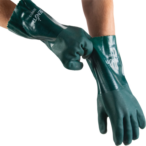 Double Dipped Green Gloves, 14" L, PVC, Cotton Jersey Inner Lining, 70-mil Distribution Industrielle GC