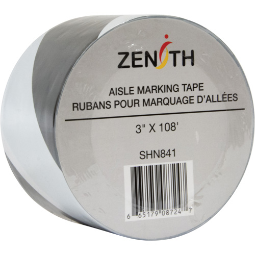 Ruban pour marquage d'all&eacute;es, 3" x 108', PVC, Noir et blanc Distribution Industrielle GC
