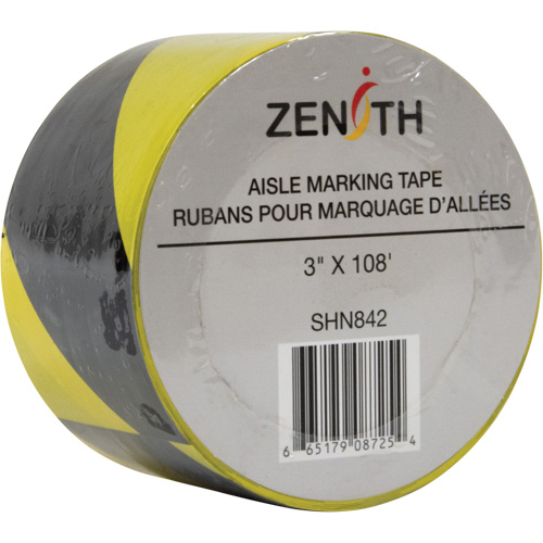 Aisle Marking Tape, 3" x 108', PVC, Black and Yellow Distribution Industrielle GC